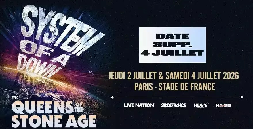 Offre CSE SYSTEM OF A DOWN Samedi 4 Juillet 2026